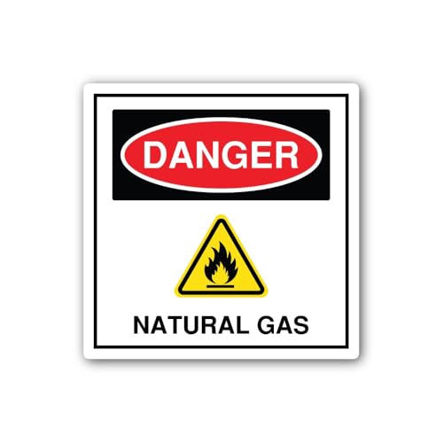 2 (Pieces) 3" and 5" Danger Natural Gas Warning Sign Sticker, Waterproof Vinyl Decals for Many Purpo