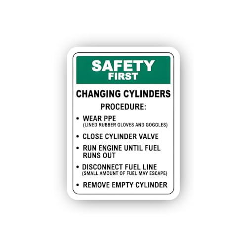 2 (Pieces) 3" and 5" Safety Procedure: Changing Cylinders Sticker, Waterproof Vinyl Decals for Many