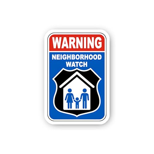2 (Pieces) 3" and 5" Warning Neighborhood Watch Family Security Sticker, Waterproof Vinyl Decals for