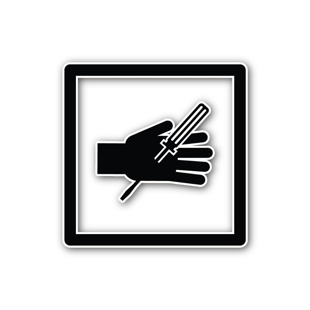 2 (Pieces) 3" and 5" Screwdriver Puncture Hazard Symbol Sticker, Waterproof Vinyl Decals for Many Pu