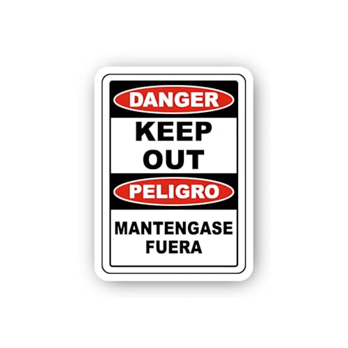 2 (Pieces) 3" and 5" Danger Keep Out Bilingual Sticker, Waterproof Vinyl Decals for Many Purpose Lik