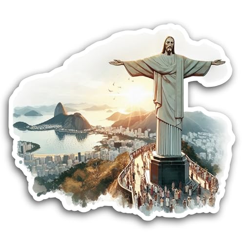 2 (Pieces) 3" and 5" Christ Statue Sticker, Waterproof Vinyl Decals for Many Purpose Like Cars, Truc