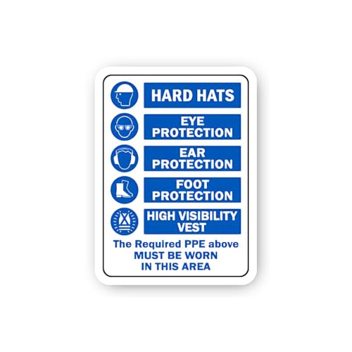 2 (Pieces) 3" and 5" Required Personal Protective Equipment List Sticker, Waterproof Vinyl Decals fo