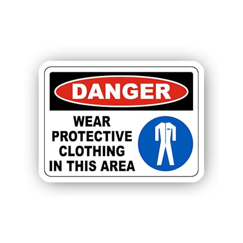2 (Pieces) 3" and 5" Protective Coverall Area Danger Sticker, Waterproof Vinyl Decals for Many Purpo
