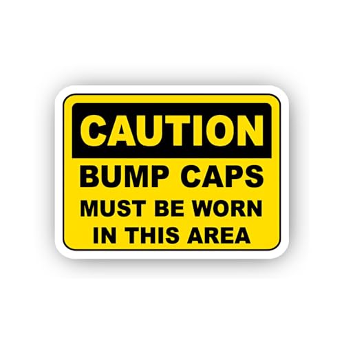 2 (Pieces) 3" and 5" Bump Cap Requirement Caution Sticker, Waterproof Vinyl Decals for Many Purpose