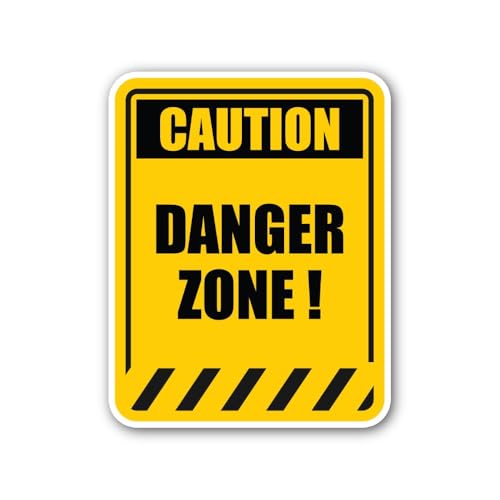 2 (Pieces) 3" and 5" Caution Danger Zone ! Sticker, Waterproof Vinyl Decals for Many Purpose Like Ca