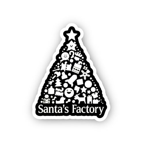 2 (Pieces) 3" and 5" Christmas Tree of Icons Sticker, Waterproof Vinyl Decals for Many Purpose Like