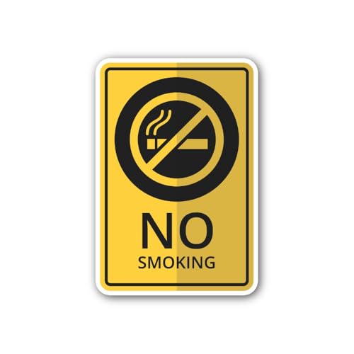 2 (Pieces) 3" and 5" No Smoking Yellow Sign Sticker, Waterproof Vinyl Decals for Many Purpose Like C