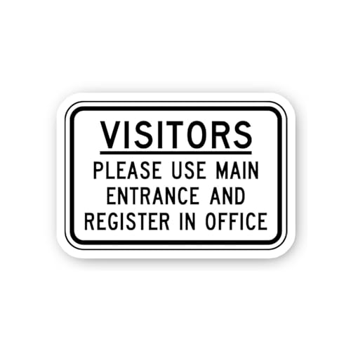 2 (Pieces) 3" and 5" Visitors Main Entrance Register Sticker, Waterproof Vinyl Decals for Many Purpo