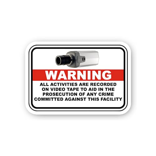 2 (Pieces) 3" and 5" Warning All Activities Rec0rded Sticker, Waterproof Vinyl Decals for Many Purpo