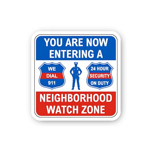 2 (Pieces) 3" and 5" Entering Neighborhood Watch Zone Security Sticker, Waterproof Vinyl Decals for