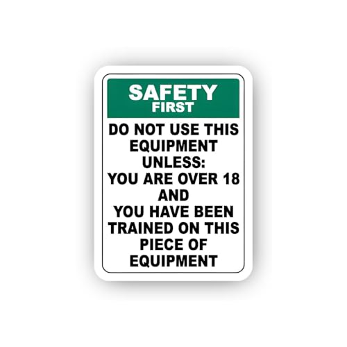 2 (Pieces) 3" and 5" Safety Sign: Equipment Use Age and Training Requirement Sticker, Waterproof Vin
