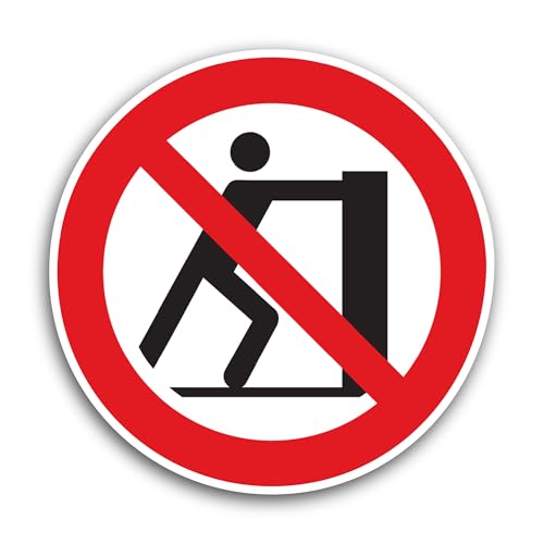 2 (Pieces) 3" and 5" No Pushing Sign Sticker, Waterproof Vinyl Decals for Many Purpose Like Cars, Tr