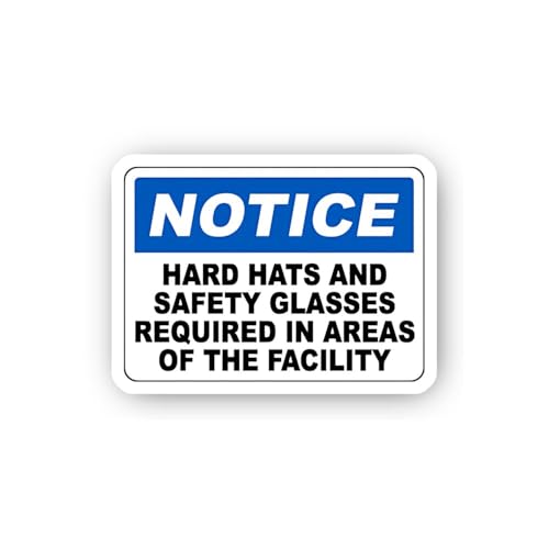 2 (Pieces) 3" and 5" Notice Hard Hats and Safety Glasses Required Sticker, Waterproof Vinyl Decals f