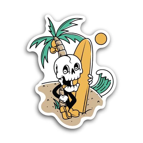2 (Pieces) 3" and 5" Skull Ready Playing Surf Sticker, Waterproof Vinyl Decals for Many Purpose Like