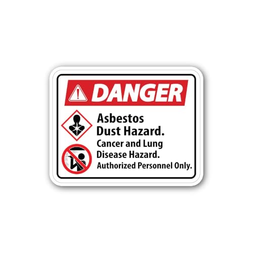 2 (Pieces) 3" and 5" Danger Asbestos Dust Hazard Sticker, Waterproof Vinyl Decals for Many Purpose L