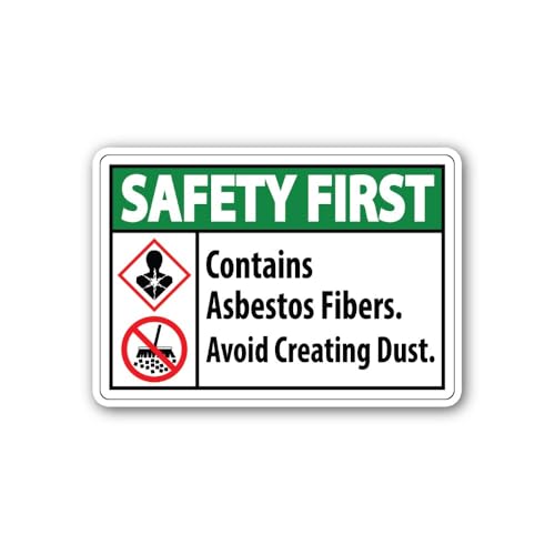 2 (Pieces) 3" and 5" Contains Asbestos Fibers Sign Sticker, Waterproof Vinyl Decals for Many Purpose