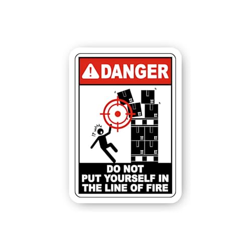 2 (Pieces) 3" and 5" Danger: Falling Stacked Materials/Boxes Sticker, Waterproof Vinyl Decals for Ma