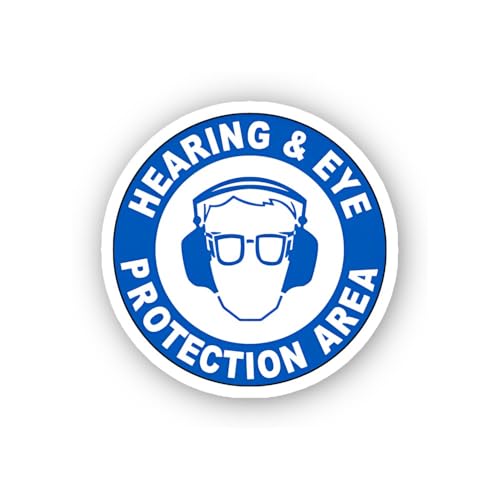 2 (Pieces) 3" and 5" Combined Hearing and Eye Protection Area Sticker, Waterproof Vinyl Decals for M
