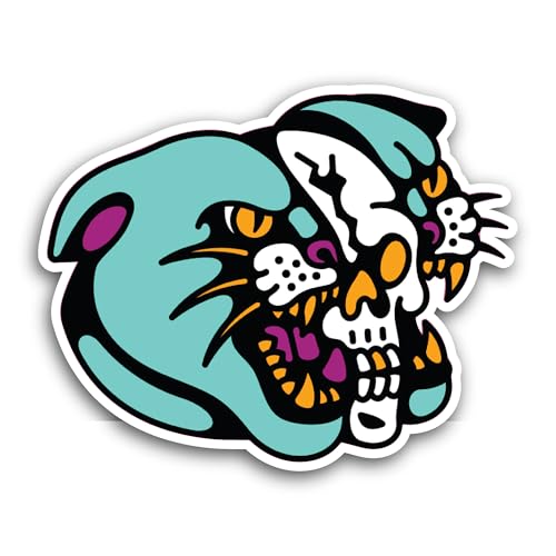 2 (Pieces) 3" and 5" Angry Leopard Face Sticker, Waterproof Vinyl Decals for Many Purpose Like Cars,