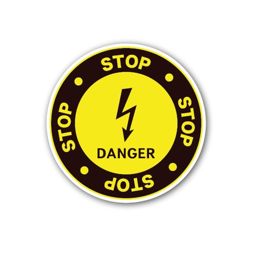 2 (Pieces) 3" and 5" high Voltage or Electrical Hazards Sign Sticker, Waterproof Vinyl Decals for Ma