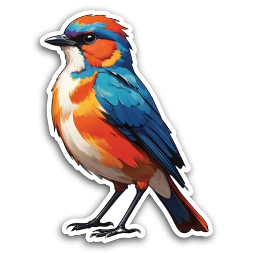 2 (Pieces) 3" and 5" Cute Colorful Bird Sticker, Waterproof Vinyl Decals for Many Purpose Like Cars,