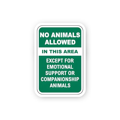 2 (Pieces) 3" and 5" No Animals Except Emotional Support or Companionship Animals Sticker, Waterproo