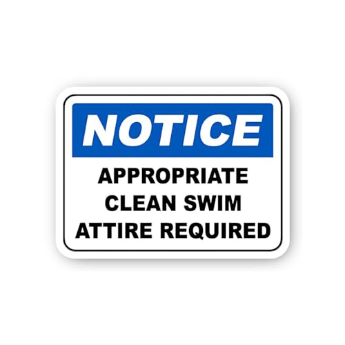 2 (Pieces) 3" and 5" Notice: Appropriate Swim Attire Required Sticker, Waterproof Vinyl Decals for M