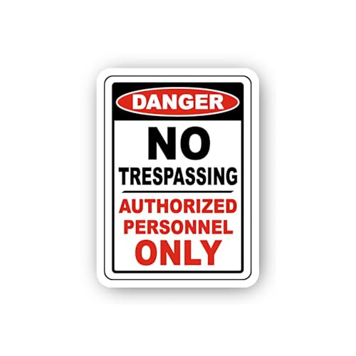 2 (Pieces) 3" and 5" Danger: No Trespassing Authorized Personnel Only Sticker, Waterproof Vinyl Deca