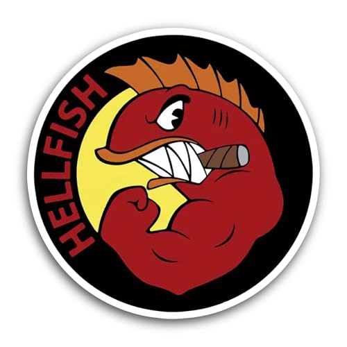 2 (Pieces) 3" and 5" Hellf1sh Sticker, Waterproof Vinyl Decals for Many Purpose Like Cars, Trucks, L