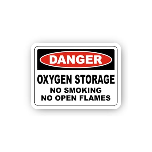 2 (Pieces) 3" and 5" Oxygen Storage Danger Sign Sticker, Waterproof Vinyl Decals for Many Purpose Li