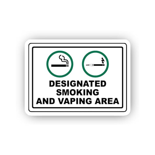2 (Pieces) 3" and 5" Horizontal Permitted Smoking and Vaping Sticker, Waterproof Vinyl Decals for Ma