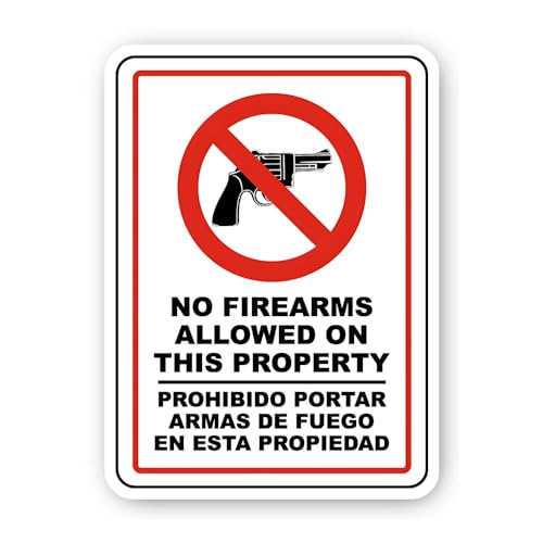 2 (Pieces) 3" and 5" No Firearms Allowed on Property English and Spanish Sticker, Waterproof Vinyl D