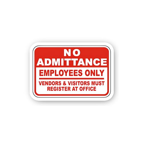 2 (Pieces) 3" and 5" No Admittance Employees Only Register Sticker, Waterproof Vinyl Decals for Many