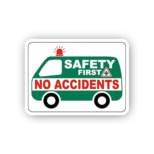 2 (Pieces) 3" and 5" Safety First No Accidents Van Sign Sticker, Waterproof Vinyl Decals for Many Pu