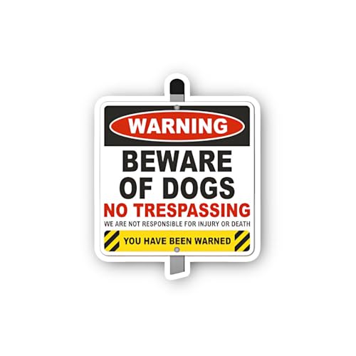 2 (Pieces) 3" and 5" Warning: Beware of Dogs, No Trespassing Sticker, Waterproof Vinyl Decals for Ma