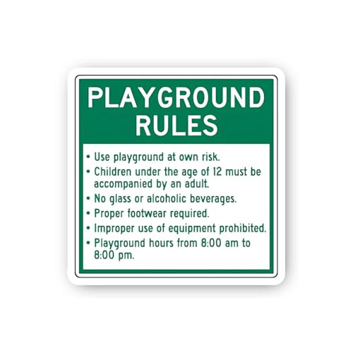 2 (Pieces) 3" and 5" Playground Rules and Regulations Sticker, Waterproof Vinyl Decals for Many Purp