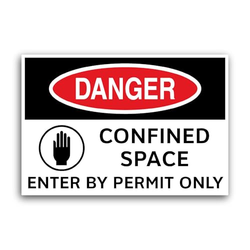 2 (Pieces) 3" and 5" Caution Confined Space Sticker, Waterproof Vinyl Decals for Many Purpose Like C