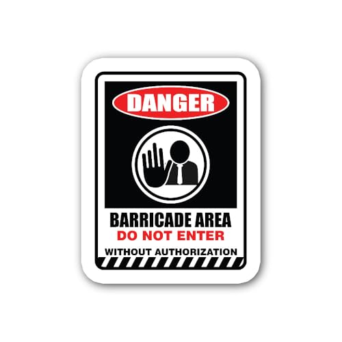 2 (Pieces) 3" and 5" Barricade Area DO NOT Enter Sticker, Waterproof Vinyl Decals for Many Purpose L