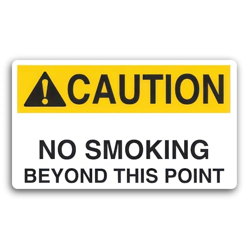 2 (Pieces) 3" and 5" Caution No Smoking Sticker, Waterproof Vinyl Decals for Many Purpose Like Cars,