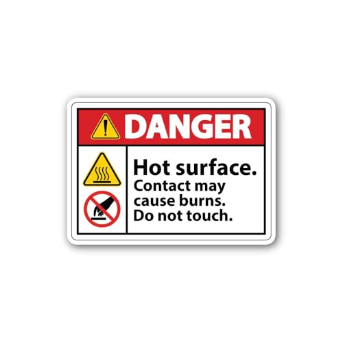 2 (Pieces) 3" and 5" Danger Hot Surface Sign Sticker, Waterproof Vinyl Decals for Many Purpose Like