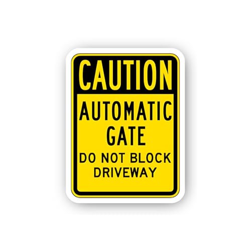 2 (Pieces) 3" and 5" Automatic Driveway Obstruction Caution Sticker, Waterproof Vinyl Decals for Man