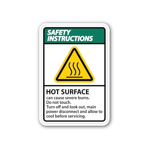 2 (Pieces) 3" and 5" Safety Instructions SSS HOT Surface Sticker, Waterproof Vinyl Decals for Many P