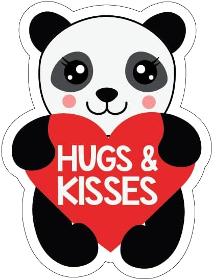 Inspirational Quote Hugs & Kisses Panda Motivational Sticker Vinyl Decal Motivation Stickers- 5" Vinyl Sticker Waterproof
