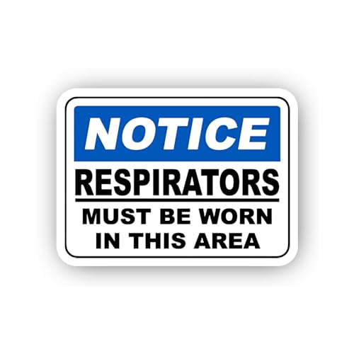 2 (Pieces) 3" and 5" Notice Respirators Must Be Worn Sticker, Waterproof Vinyl Decals for Many Purpo