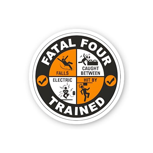 2 (Pieces) 3" and 5" Fatal Four Safety Trained Sticker, Waterproof Vinyl Decals for Many Purpose Lik