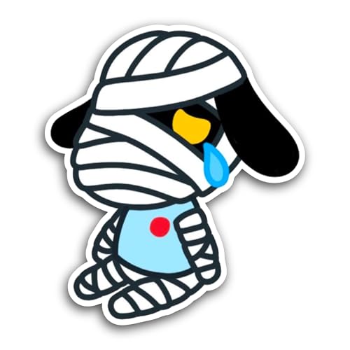 2 (Pieces) 3" and 5" Cartoon Mummy Dog Sticker, Waterproof Vinyl Decals for Many Purpose Like Cars,