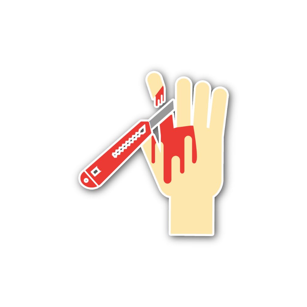 2 (Pieces) 3" and 5" Hand Holding a Knife with a bl00dy Sticker, Waterproof Vinyl Decals for Many Pu