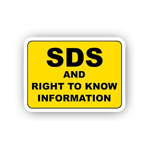 2 (Pieces) 3" and 5" Yellow SDS and Right to Know Sticker, Waterproof Vinyl Decals for Many Purpose