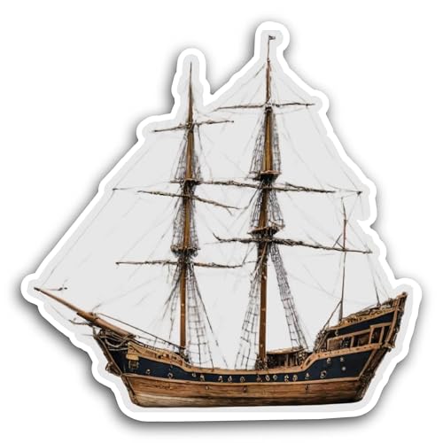 2 (Pieces) 3" and 5" Ship Sticker, Waterproof Vinyl Decals for Many Purpose Like Cars, Trucks, Lapto